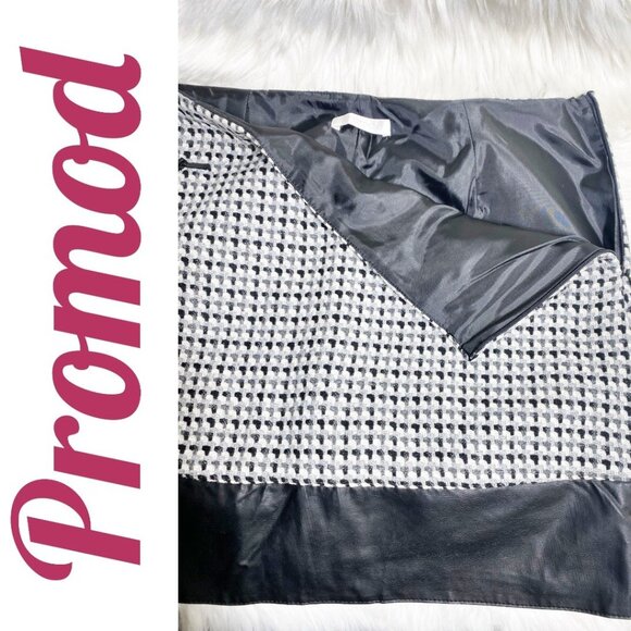 PROMOD VINTAGE HOUNDSTOOTH FAUX LEATHER MINI SKIRT GRUNGE OFFICE, SIZE 8 - Picture 3 of 12